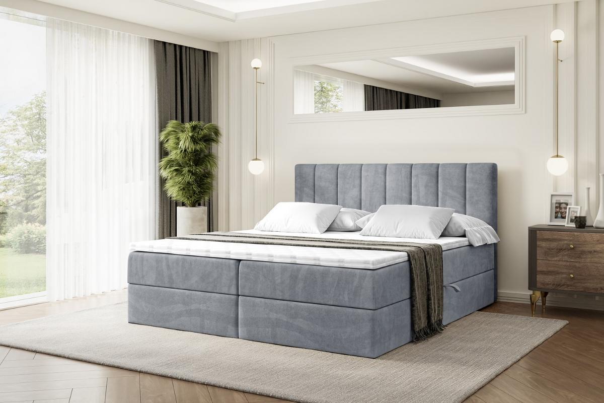 BOXBETT mit Matratze H4 und Lattenrost - OTTA - 180x200 cm - H4 - Grau - Grau, Holzwerkstoff (180/200cm) - ALTDECOR