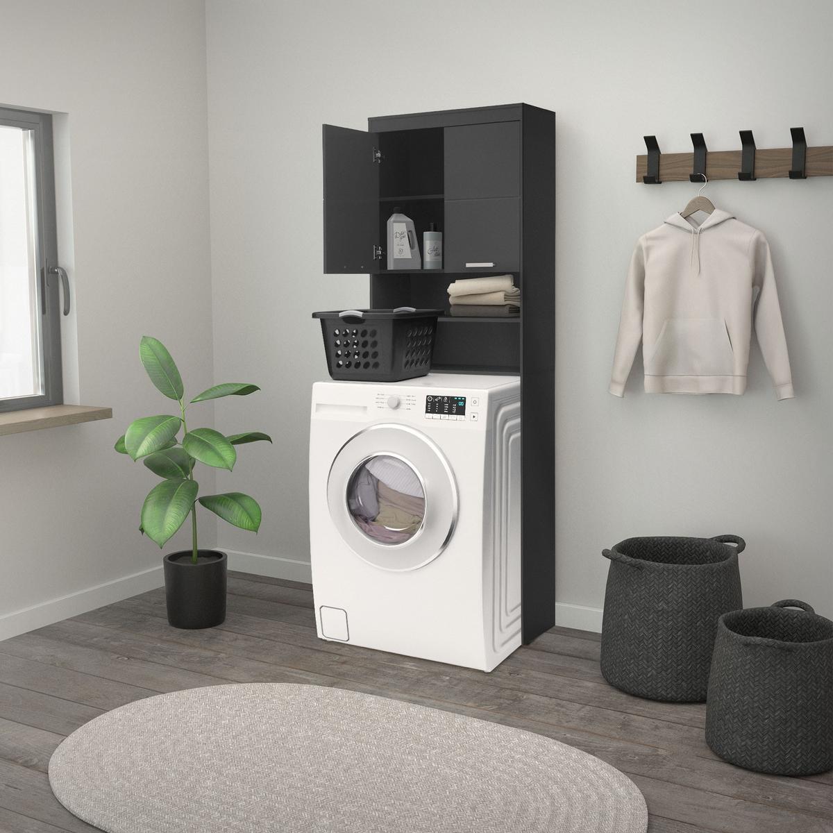 WASCHMASCHINENSCHRANK 187,5x63 cm Dunkelgrau - Grau, Holzwerkstoff (24/187.5/63cm) - ML-DESIGN