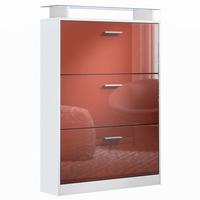 SCHUHSCHRANK Lavia Front in Bordeaux Hochglanz - Bordeaux, Holzwerkstoff (89/128/23cm) - Vladon
