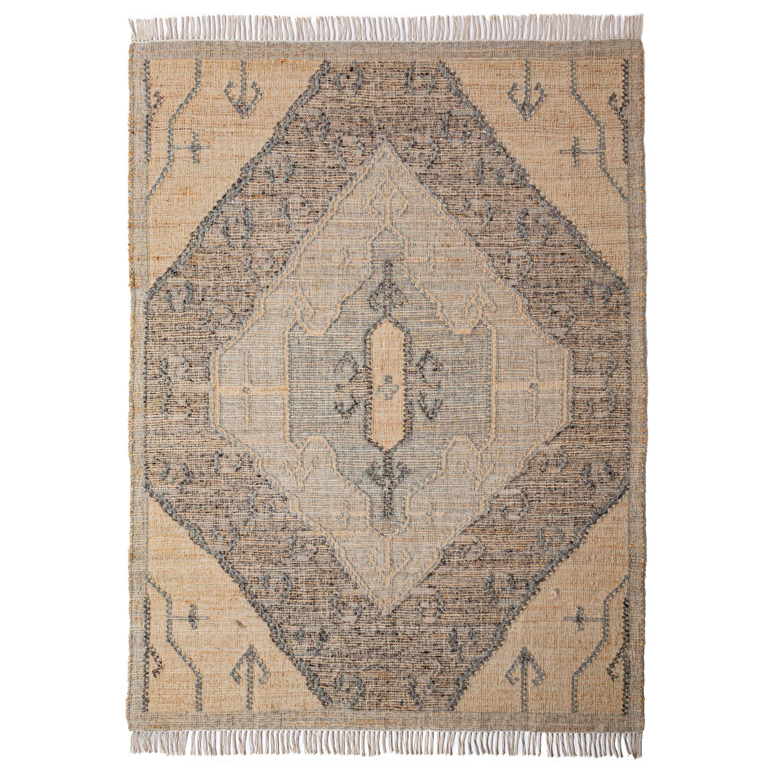 TEPPICH aus Naturfasern handgewebt BERMEO in Natur, im Vintage-Stil, 140 x 200 cm - Beige, Textil (200/140cm) - KADIMA DESIGN