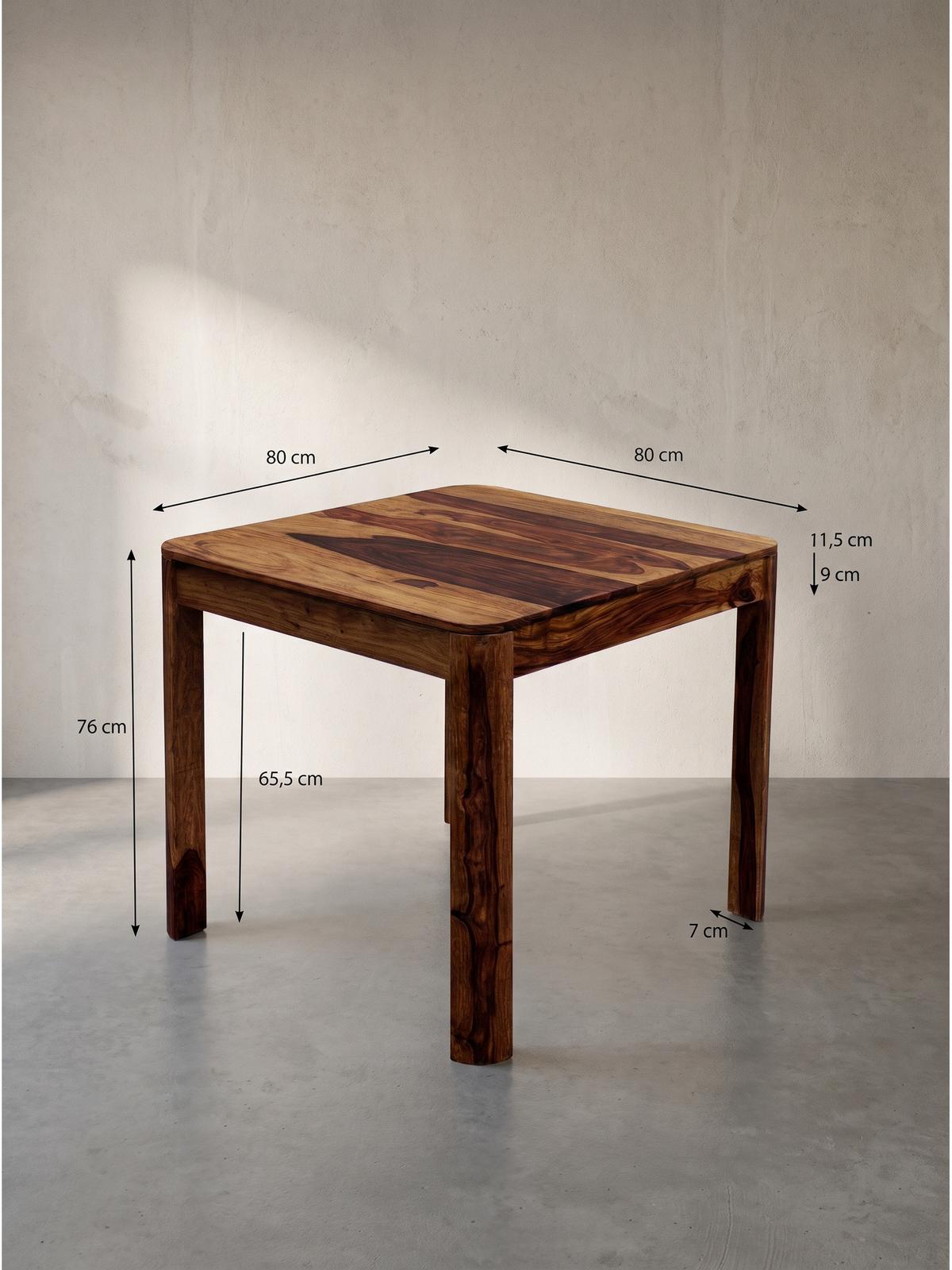 ESSTISCH CHARENTE, Dunkles Massivholz, handgefertigt, 80 x 80 x 76 cm - Braun, Holz (80/80/76cm) - KADIMA DESIGN