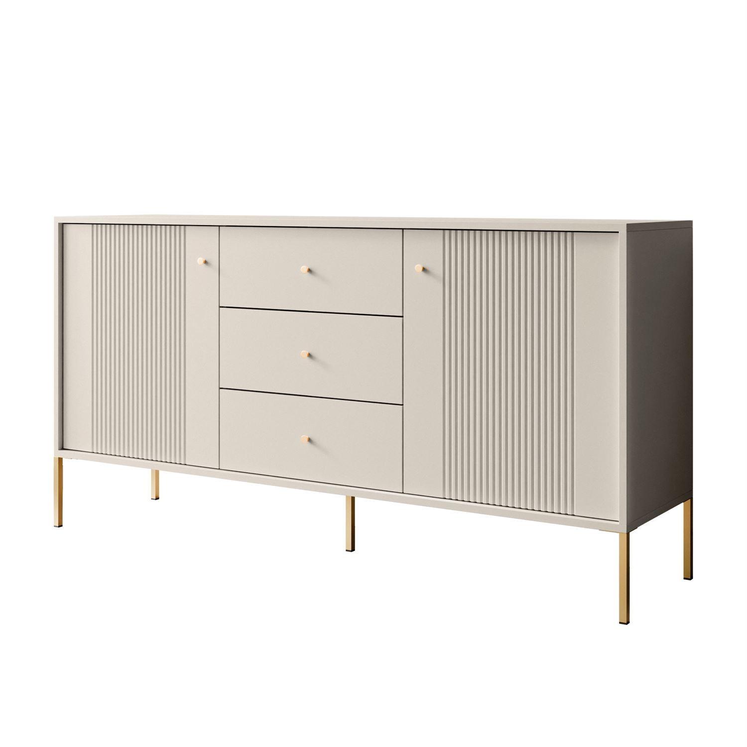 SIDEBOARD 2D3S VIVALDI mit Schubladen und geriffelten Fronten - Kaschmir, Holzwerkstoff (155/79/39cm) - Lookway