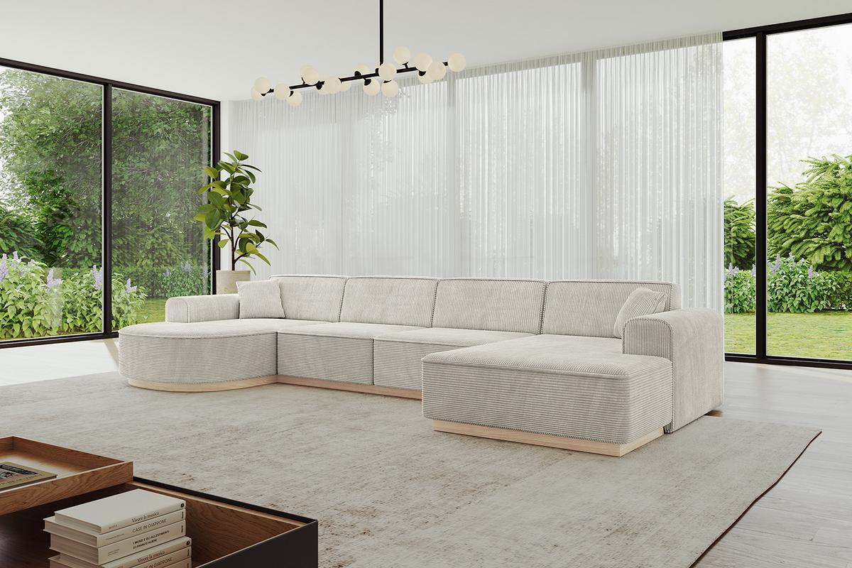 WOHNLANDSCHAFT ARRIO-U2 303x171x83 cm Creme - Ecru/Creme, Holzwerkstoff/Textil (388/83/171cm) - ALTDECOR