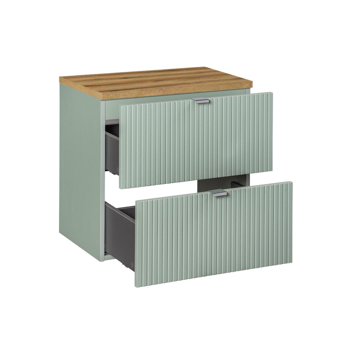 WASCHTISCHUNTERSCHRANK 60.4cm Jade Grün und Holz - Grün, Holzwerkstoff (60.4/59/40cm) - Petits-meubles