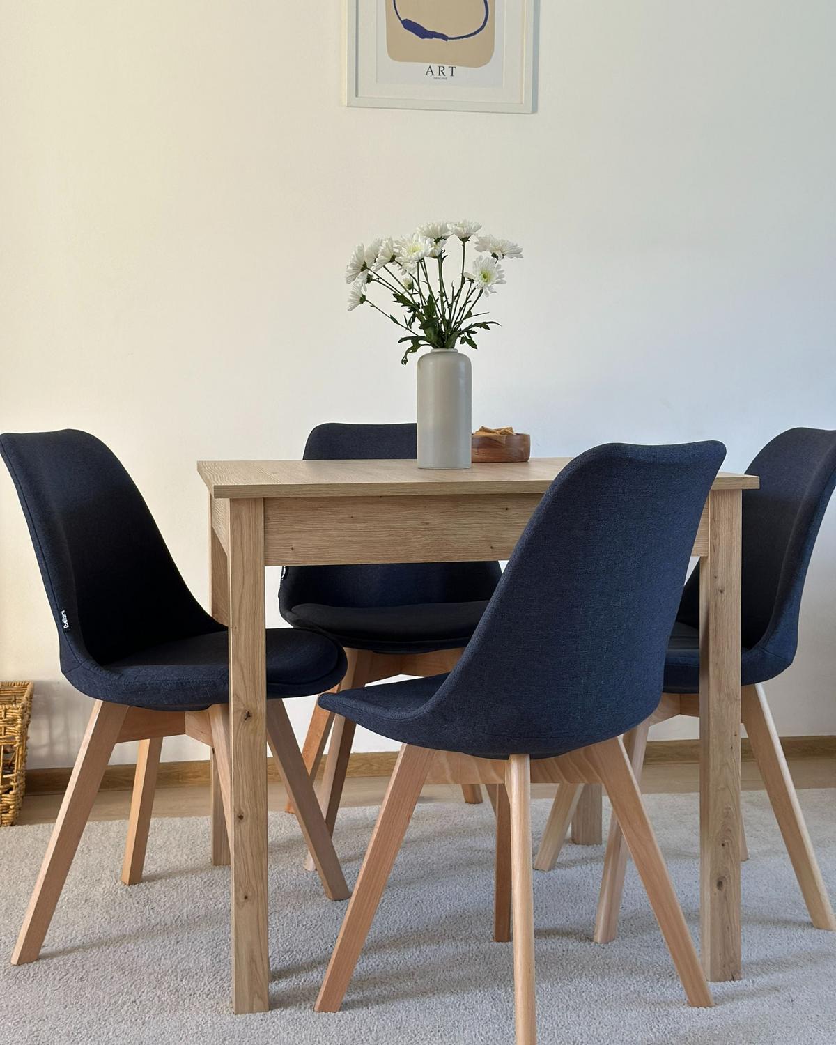 STUHL 2er-Set Polsterbezug Grau Dakota - Grau, Holz/Textil (47/84/43cm) - Beliani