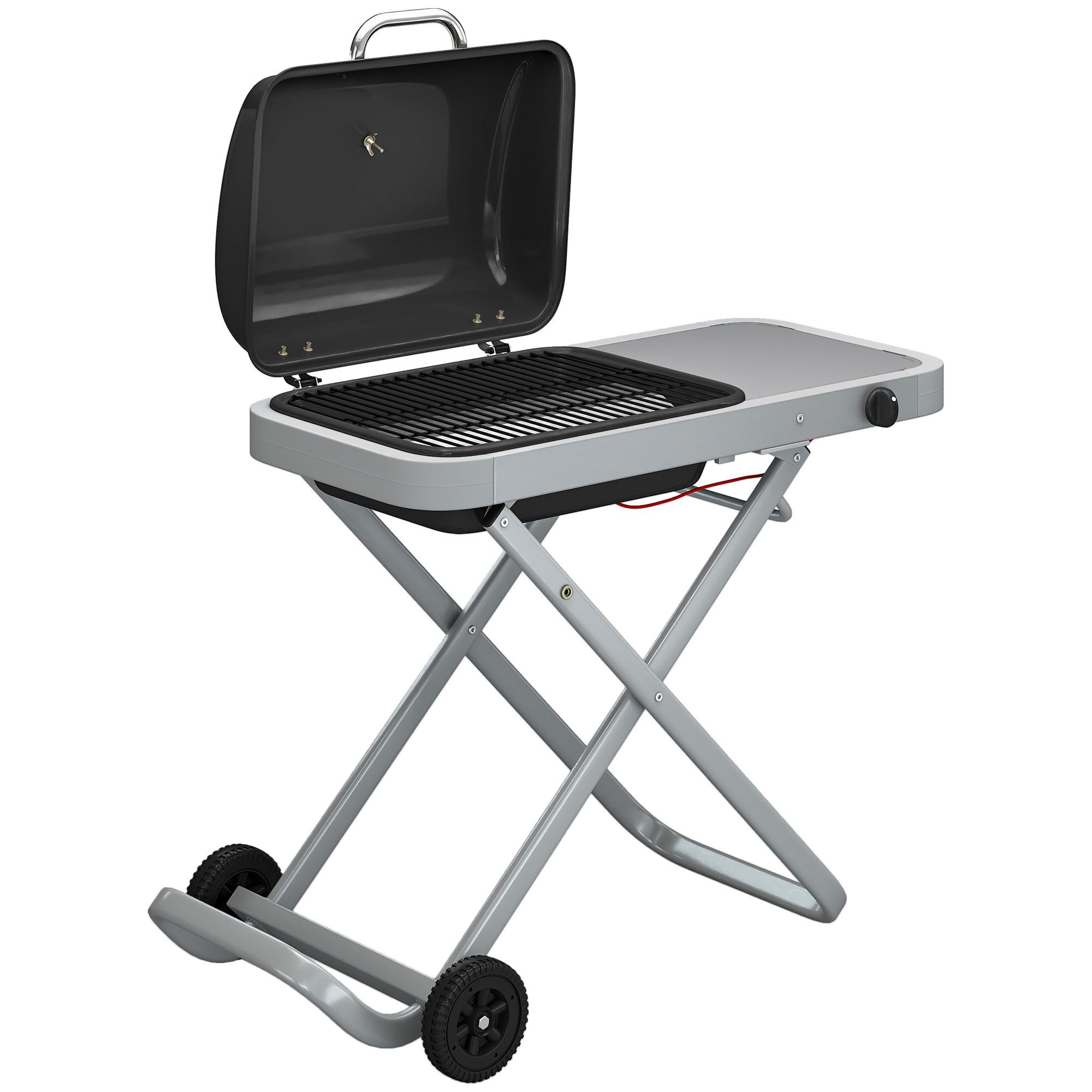 GASGRILL faltbar aus Edelstahl Schwarz - Schwarz, Metall (55/89/109cm) - Outsunny