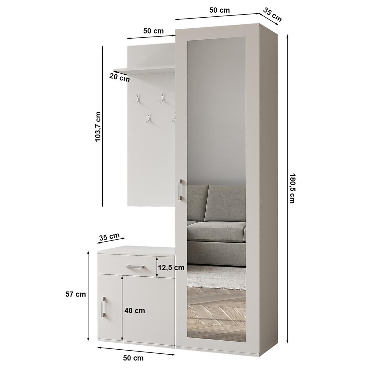 GARDEROBENSCHRANK Magnola Grau Artisan Eiche 100/180,5/35 cm – Modern, mit Spiegel und viel Stauraum - Hellbraun/Grau, Holzwerkstoff/Kunststoff (100/180.5/35cm) - AX Living
