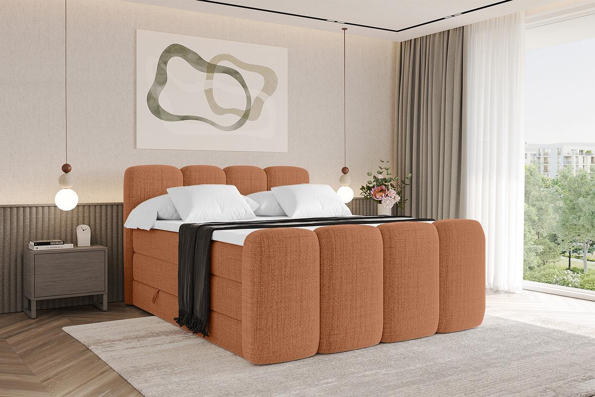 BOXBETT mit Matratze H3|H4 und Lattenrost - NINA-Z KING - 120x200 cm Aragon - Apricot - Orange, Holzwerkstoff (120/200cm)