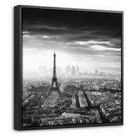 LEINWAND Bilder mit Rahmen - Paris - Skyline - Eiffelturm - Stadt - Wolken - 20x20 - Dunkelgrau, Textil (20/20cm) - MuchoWow