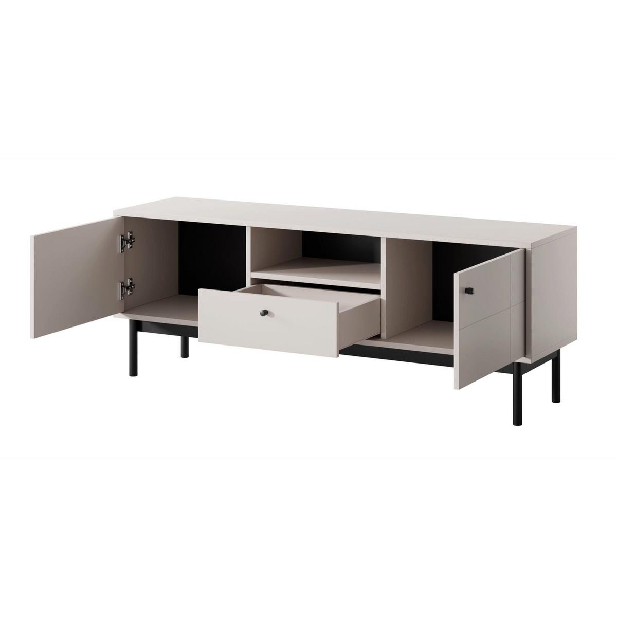 TV-LOWBOARD Japandies Greige 153 cm - Taupe/Schwarz, Holz/Holzwerkstoff (153.5/56.6/39cm) - Selsey