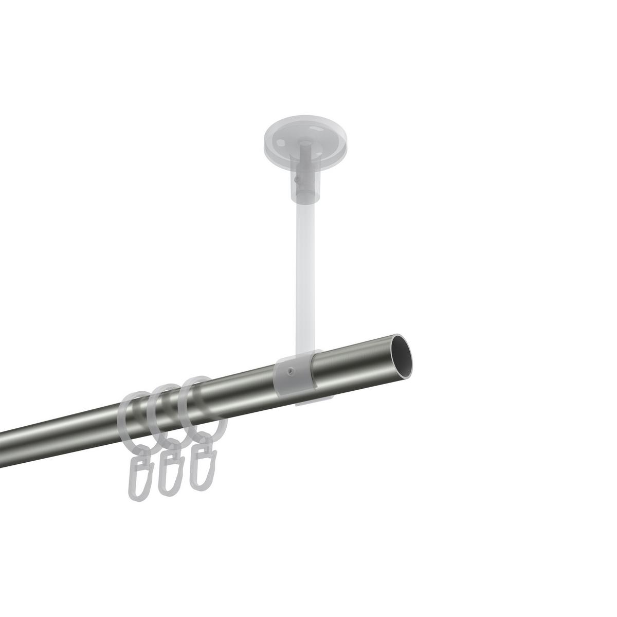 GARDINENSTANGE Sonette Elanto 160 cm, 1-läufig, 20 mm Ø Edelstahl-Optik - Edelstahlfarben, Metall (160cm) - INTERDECO