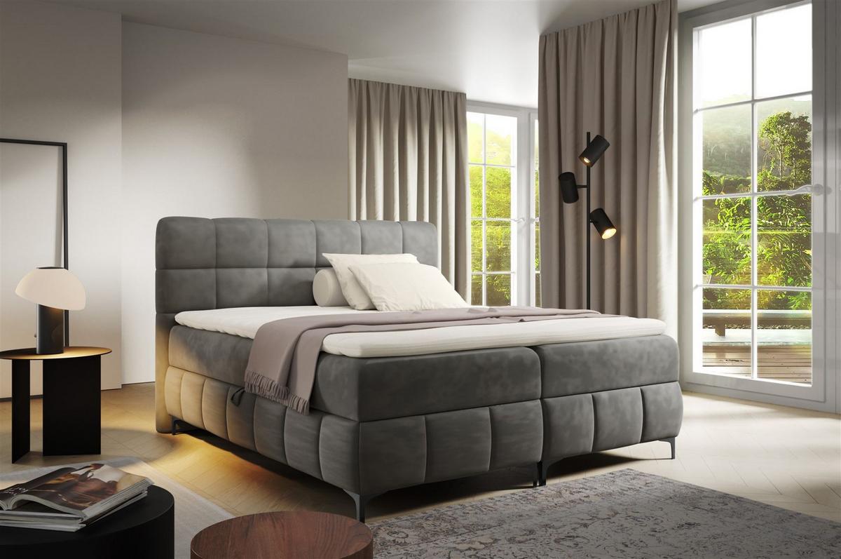 BOXBETT Sophie In Salvador - Graphitfarben, Holzwerkstoff/Textil (120/200cm) - Fun Möbel