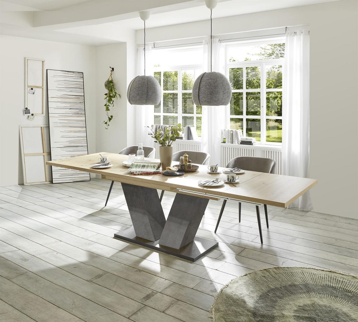 ESSTISCH ausziehbar Elena 180x90x76 Graphit/Asteiche - Graubraun, Holzwerkstoff (180/90/76cm) - 58aufmkessel