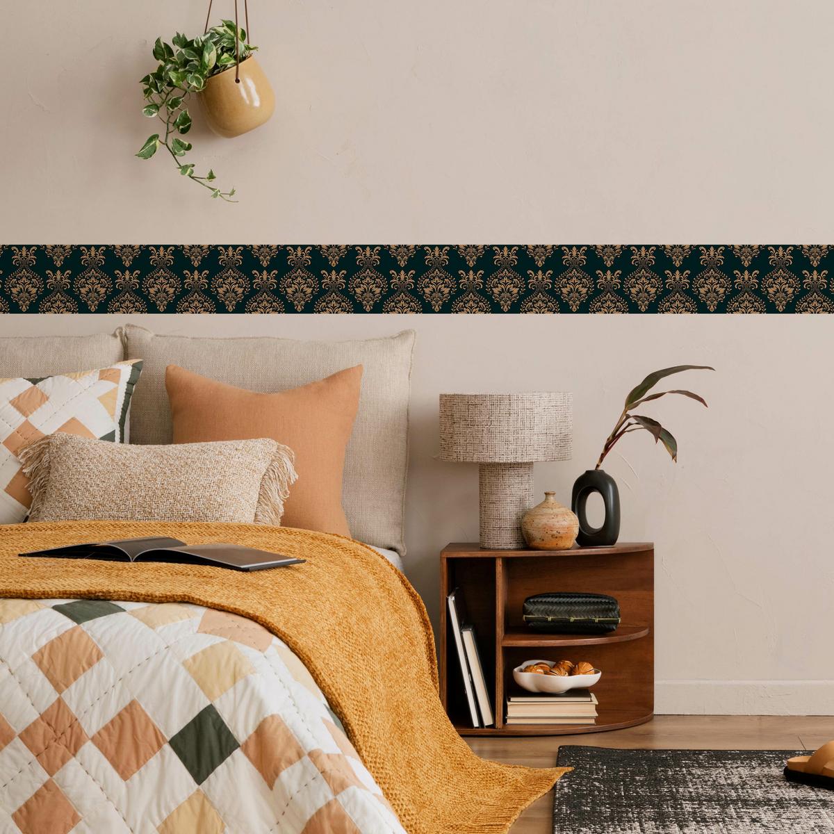 TAPETENBORDÜRE selbstklebend Barock ORNAMENTE Abstraktion - Beige/Schwarz, Papier (10/300/300cm) - Muralo