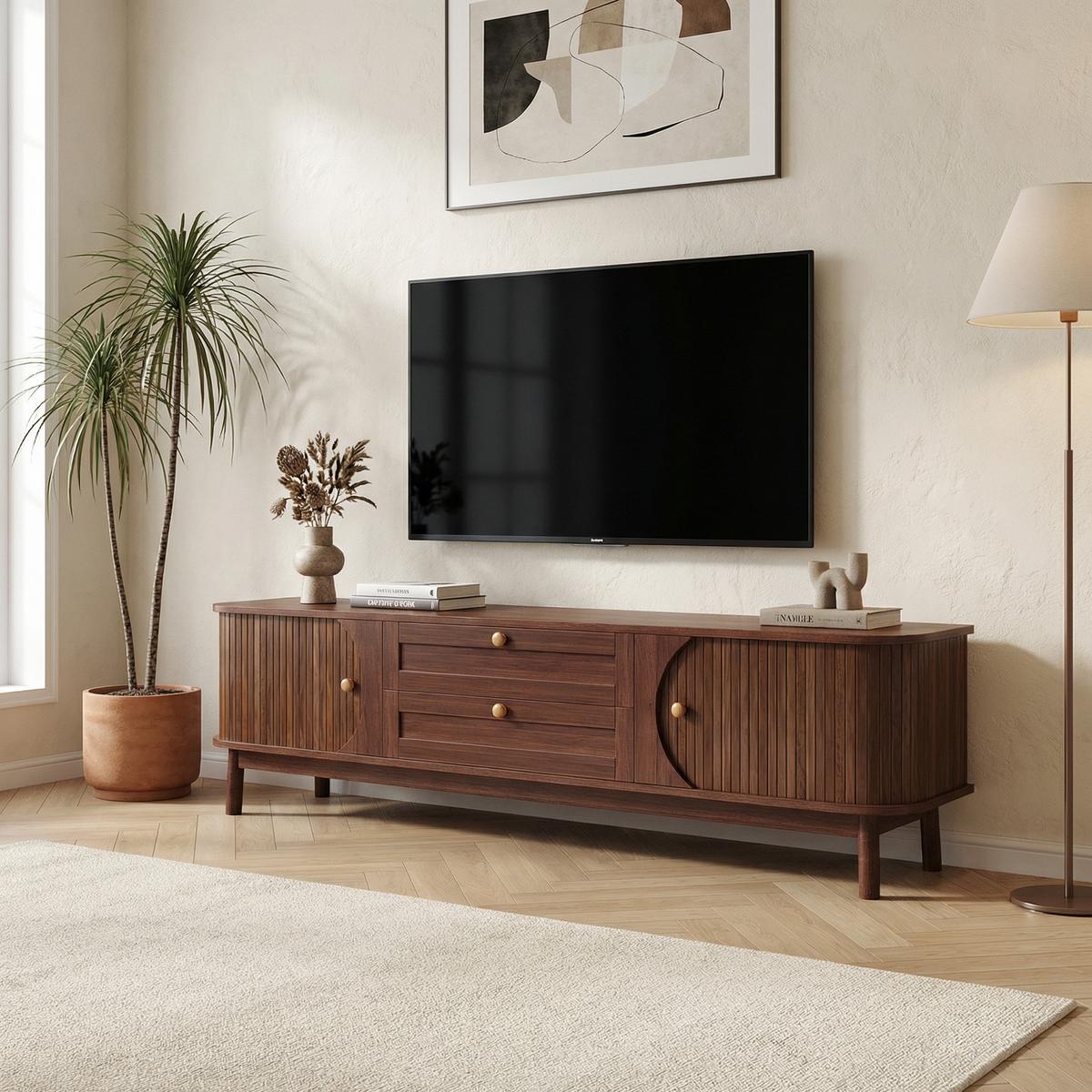 TV-LOWBOARD in Walnuss-Optik, Fernsehschrank mit Schiebetüren - Sonoma Eiche, Holzwerkstoff (170/46/39cm) - Urban Meuble
