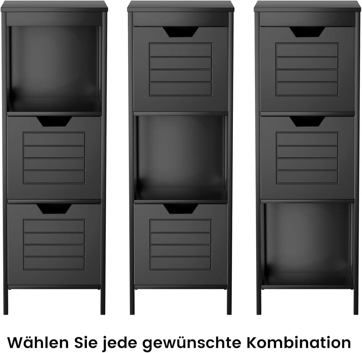 BADKOMMODE Schwarz - Schwarz, Holz (30/89/30cm) - COSTWAY