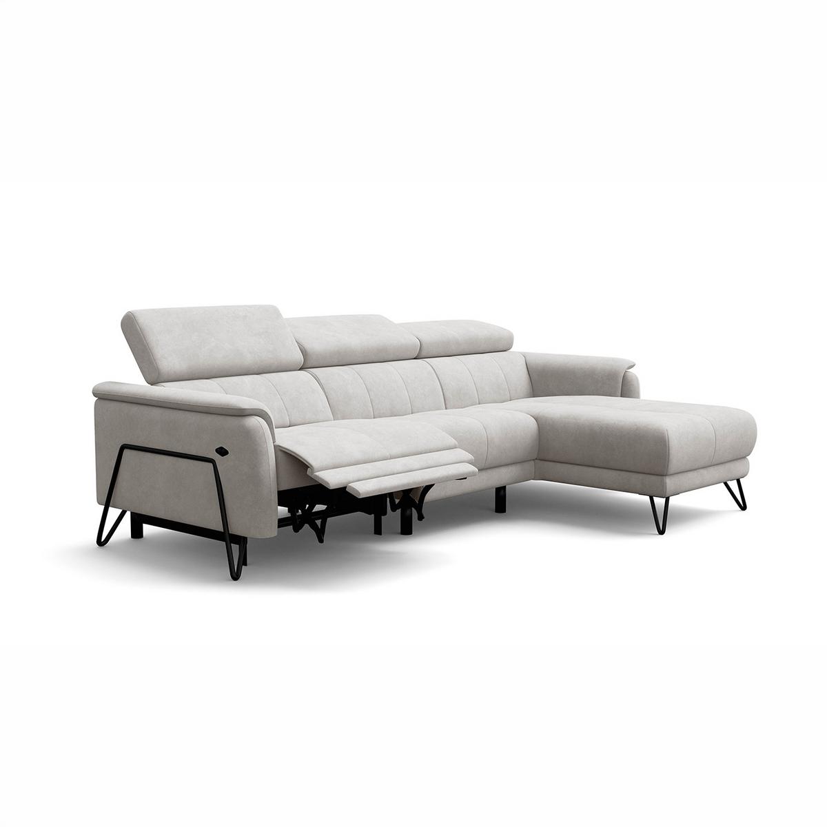 ECKSOFA RODEN 4-Sitzer mit Relax, creme, Veloursstoff - Creme, Holz/Textil (268/92cm) - Wozimo