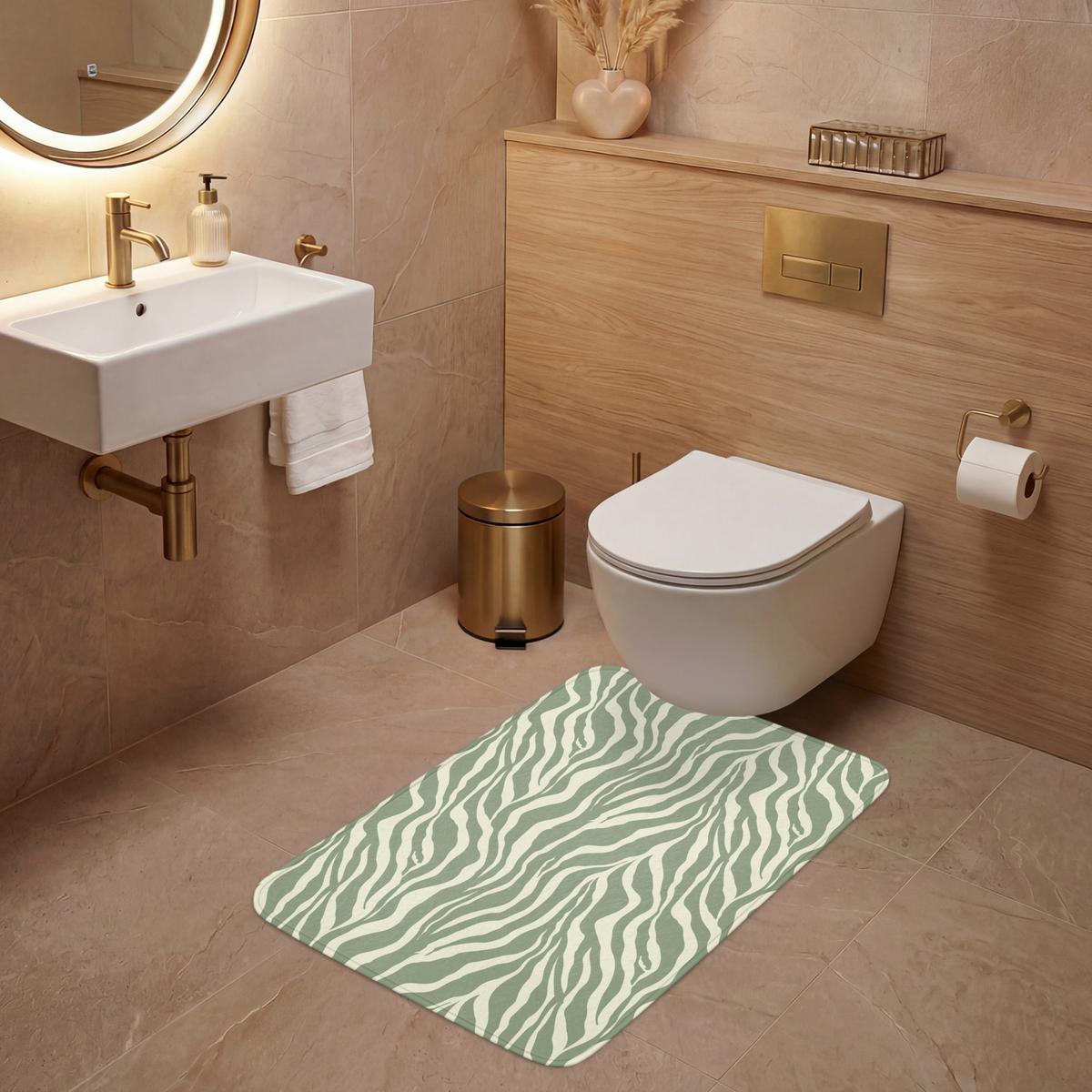 WC-VORLEGER Zebra - Motiv - Grün Toilettenvorleger 60x90 cm - Salbeigrün, Textil (60/1cm) - OnlyWow