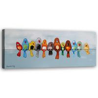 LEINWANDBILD Bunte Vögel 150x50cm - Multicolor, Textil (150/50cm) - Feeby