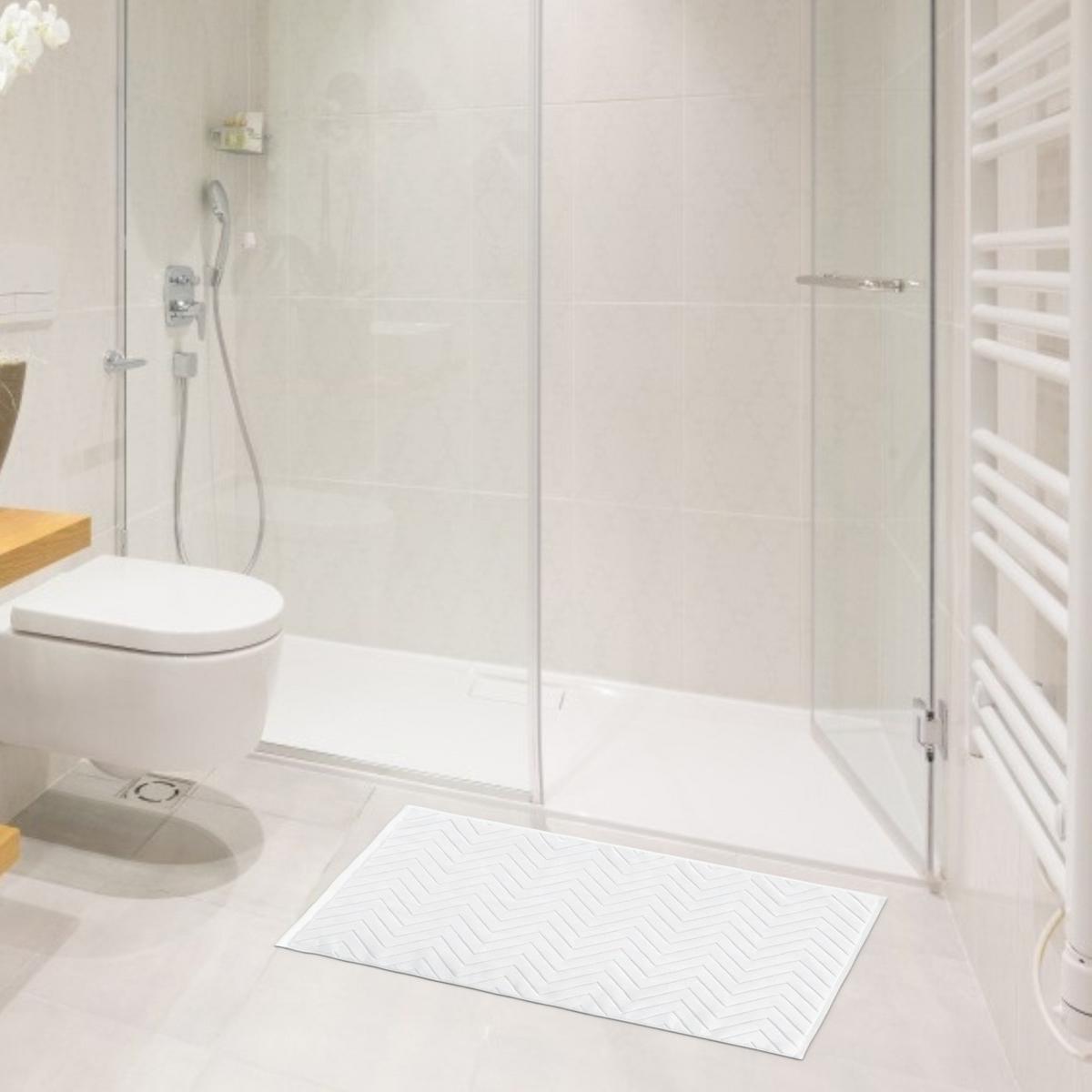 BADEMATTE rutschfest mit Memory-Schaum (Weiß) - Weiß, Textil (50/80cm) - Intirilife