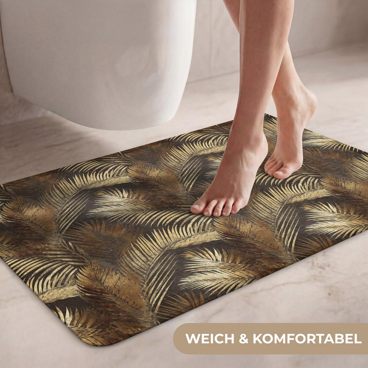 WC-VORLEGER Tropisch - Blätter - Gold Toilettenteppich 80x50 cm - Goldfarben, Textil (80/1cm) - OnlyWow