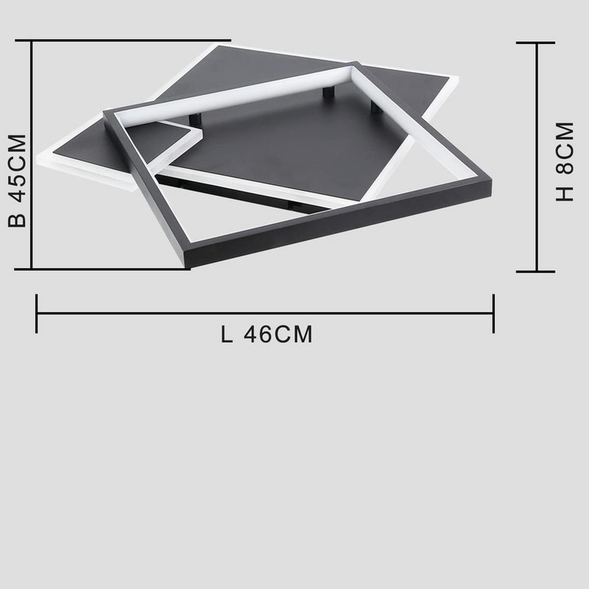 LED-DECKENLEUCHTE Maximilian 46/45/8 cm - Schwarz, Metall (45/46/8cm) - ZMH