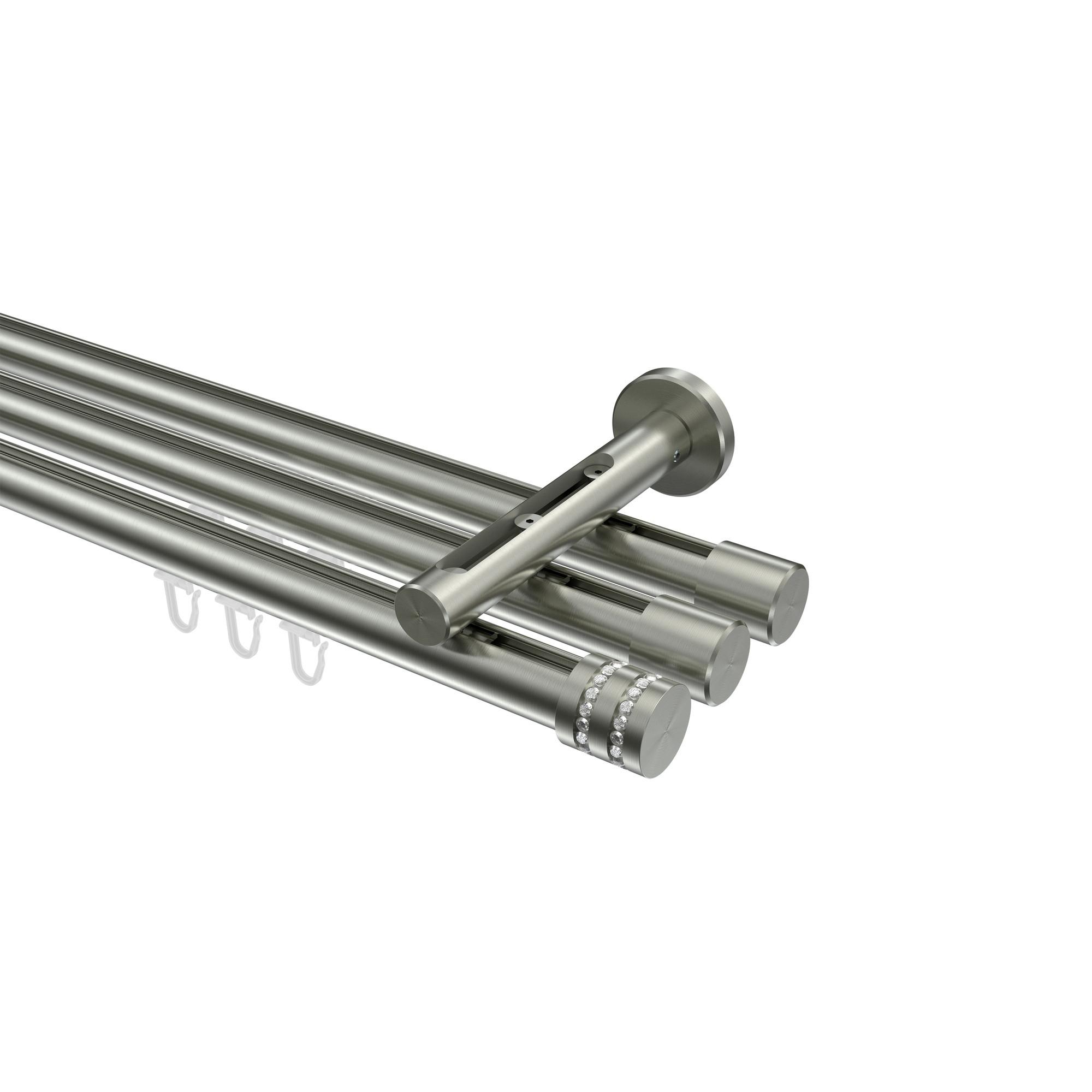 GARDINENSTANGE INNENLAUF Siteno Estana 280 cm (geteilt in 2 x 140 cm), 3-läufig, 20 mm Ø Edelstahl-Optik - Edelstahlfarben, Metall (280cm) - INTERDECO