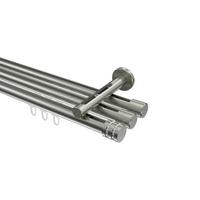 GARDINENSTANGE INNENLAUF Siteno Estana 280 cm (geteilt in 2 x 140 cm), 3-läufig, 20 mm Ø Edelstahl-Optik - Edelstahlfarben, Metall (280cm) - INTERDECO
