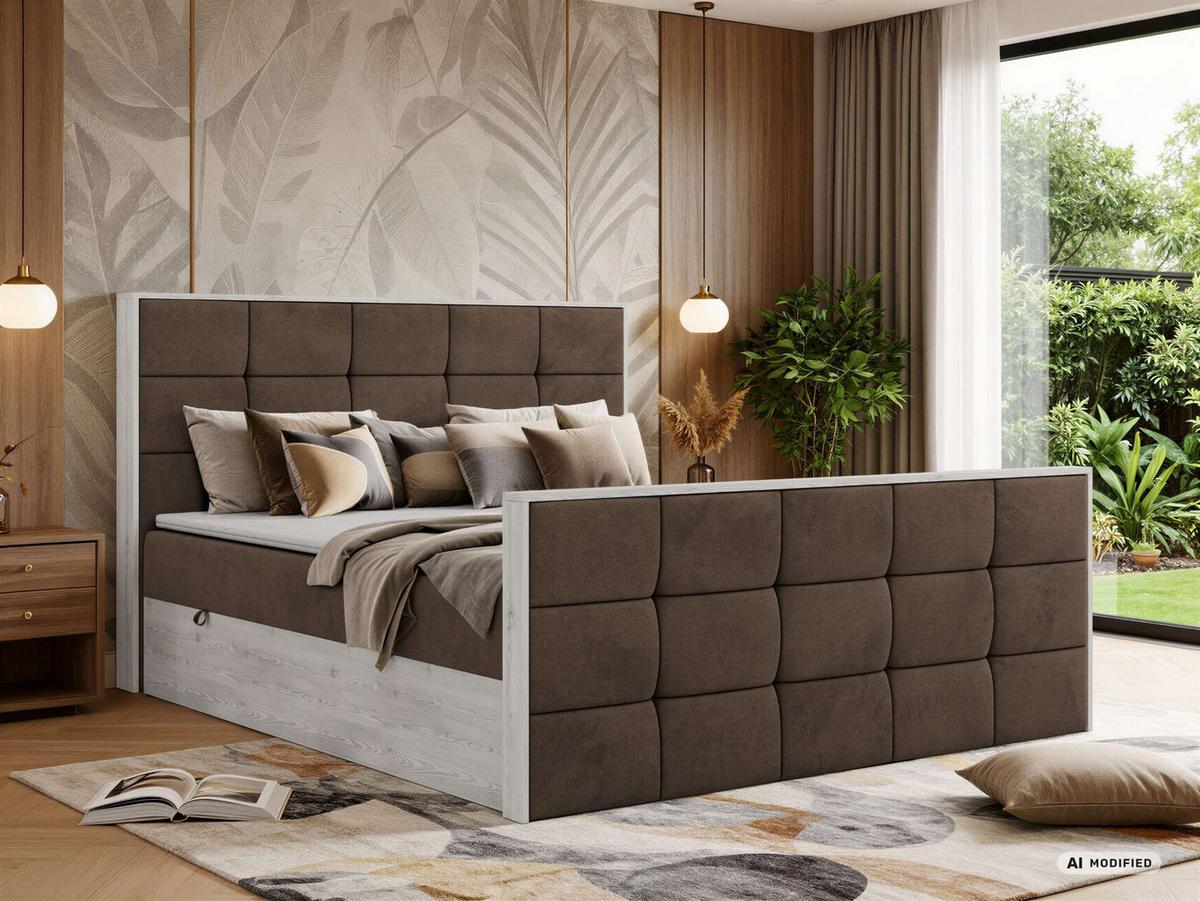 BOXBETT ALNOR DUO 200/200 - Braun Velvet - Topper Visco - H4 - Schwarz/Braun, Kunststoff/Textil (200/200cm) - MKS