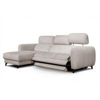 ECKSOFA SVEN 3-Sitzer, 1 Relax XL, verstellbare Kopfstützen, creme - Creme/Schwarz, Holzwerkstoff/Textil (256/163cm) - Wozimo