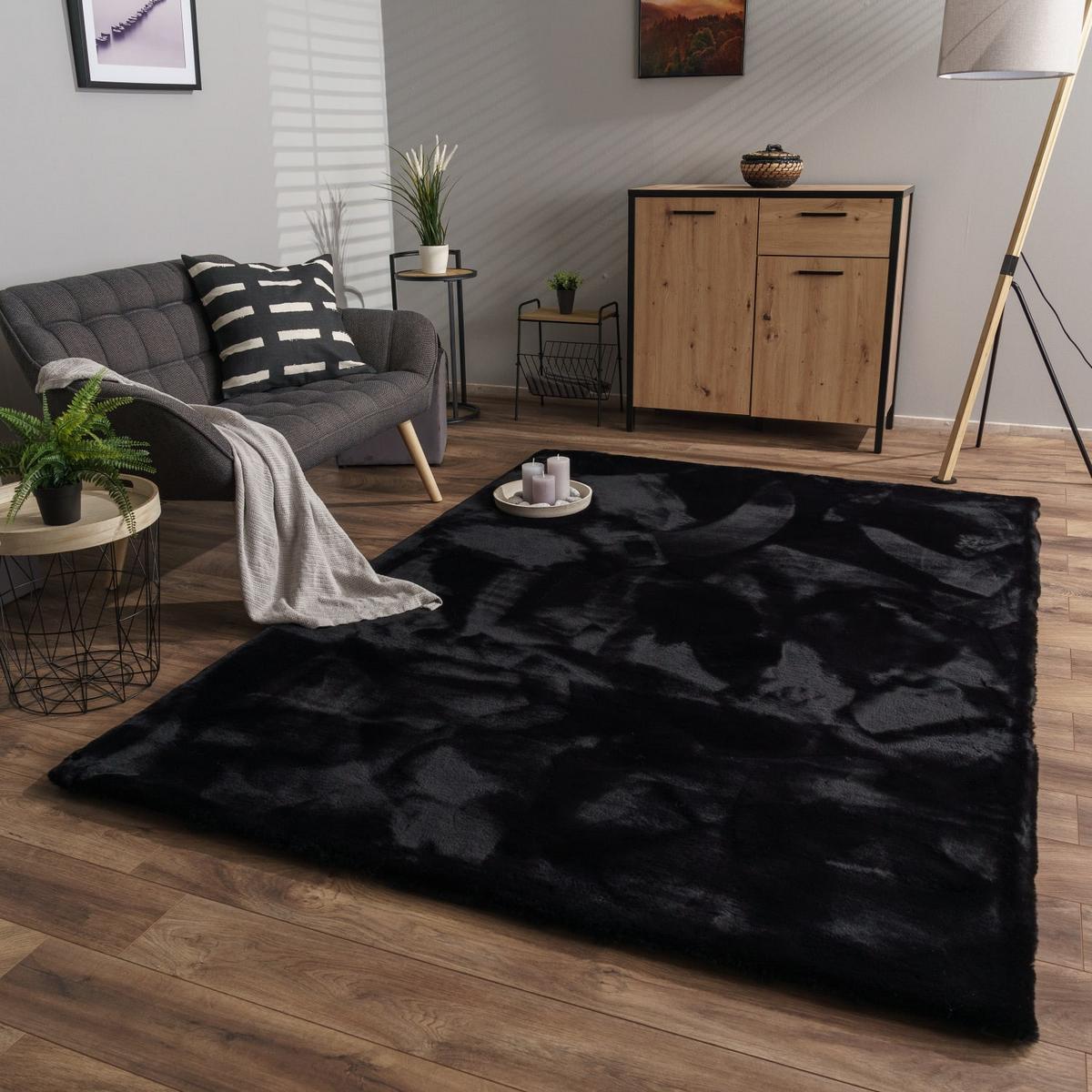 HOCHFLORTEPPICHE Schwarz 80 x 150 cm - Schwarz, Kunststoff (80/150cm) - TT Home