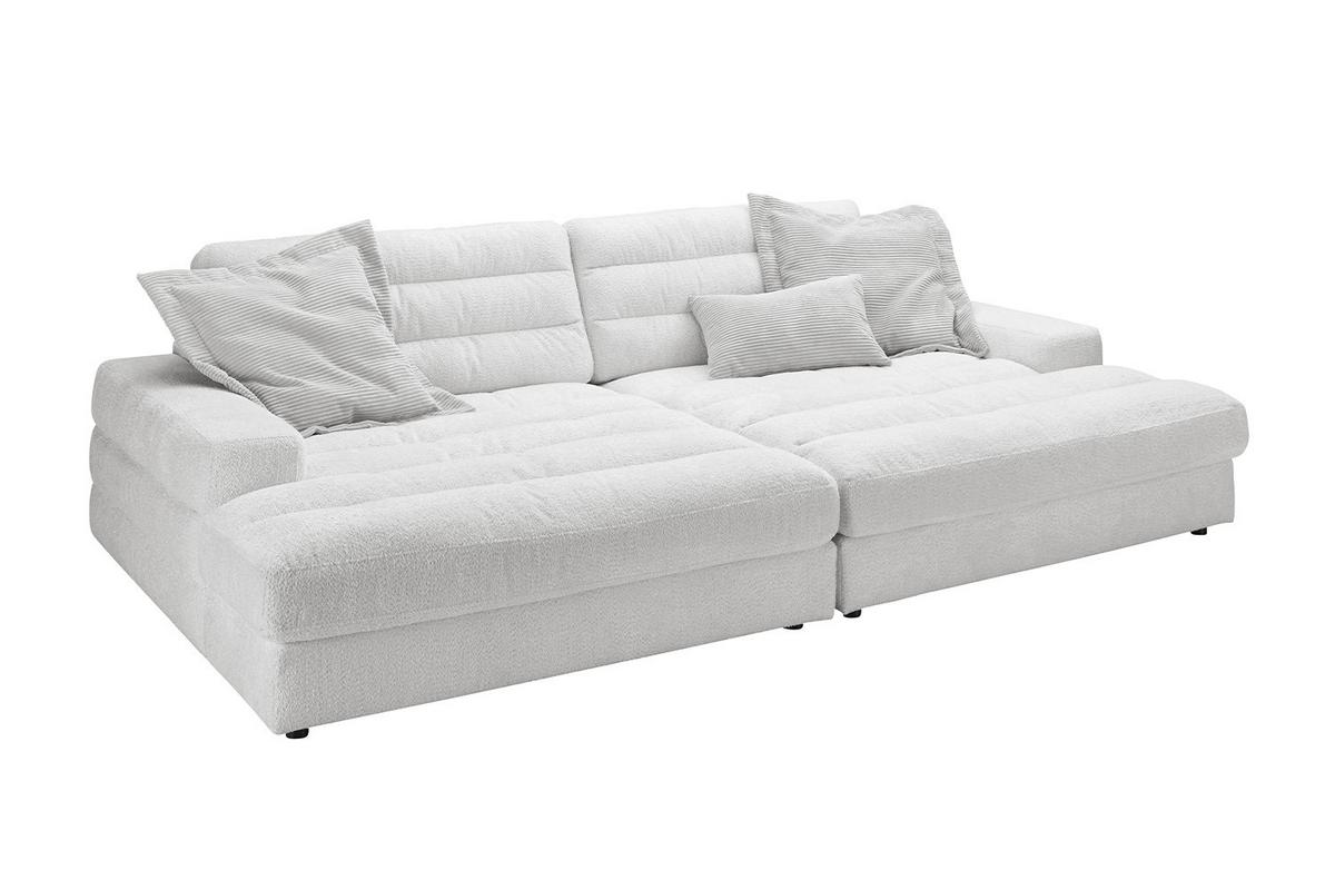 BIG SOFA LANA Hellgrau Webstoff - Hellgrau/Schwarz, Textil (296/83/178cm) - KAWOLA
