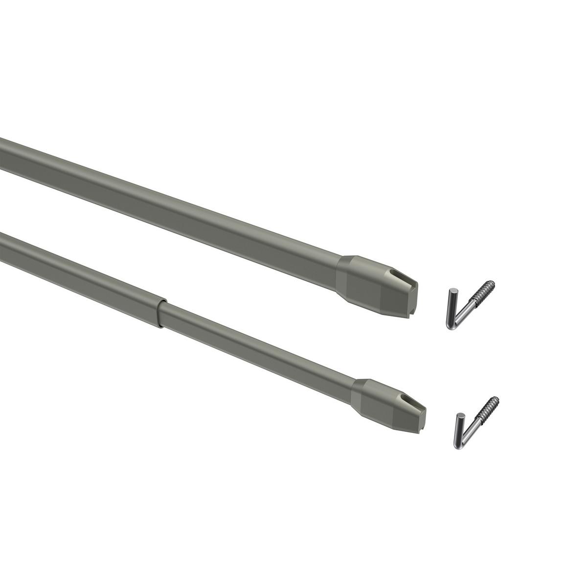 SCHEIBENSTANGEN / VITRAGESTANGEN MIT KLEBEHAKEN Geno 40-60 cm, oval, Silbergrau, Packung 2 Stück - Alufarben, Kunststoff/Metall (1.2/2.4/60cm) - INTERDECO