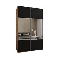 SCHWEBETÜRENSCHRANK 245,5/160/64 2-türig - Silberfarben/Schwarz, Holz/Metall (160/245/64cm) - Abiks Möbel