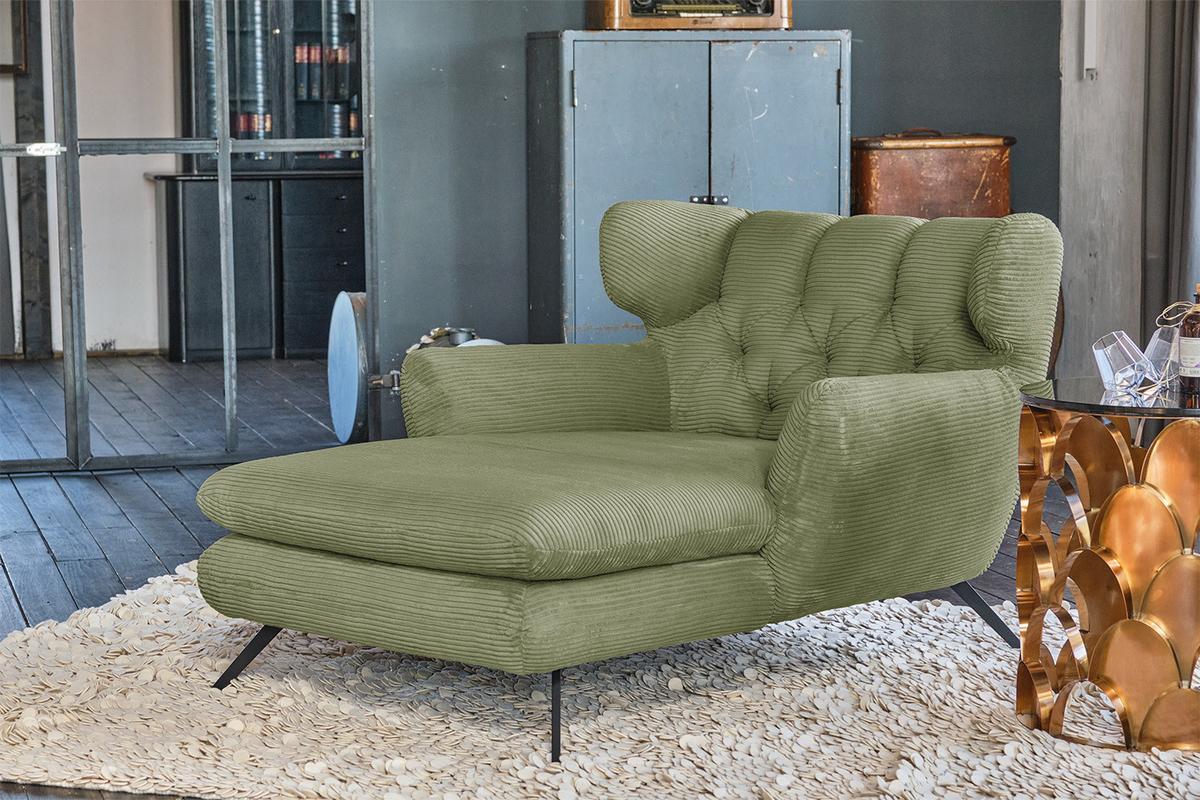 LONGSEAT CHAMRE Grün Cord - Schwarz/Olivgrün, Textil/Metall (130/95/160cm) - KAWOLA