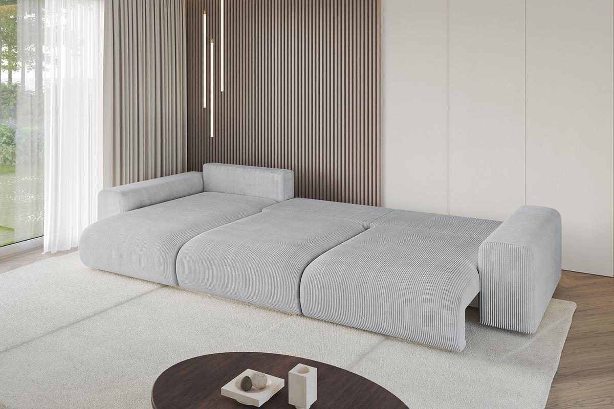 ECKSOFA Ottomane links ESKAR-L2 364x176x72 Grau Cord - Schwarz/Grau, Holzwerkstoff/Kunststoff (364/176cm) - ALTDECOR