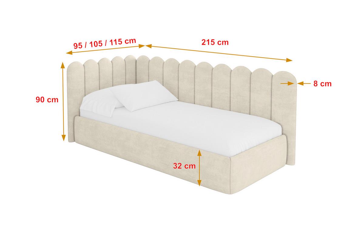 EINZELLBETT Jugendbett mit Bettkasten, Rechts - ARTY 80x200 Beige - Naturfarben, Holzwerkstoff/Textil (80/200cm) - ALTDECOR