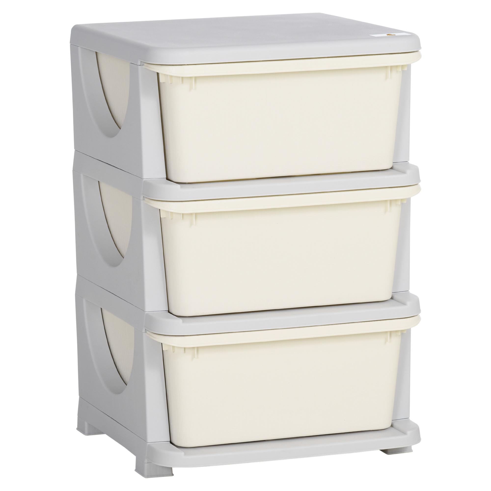 SCHUBLADENSCHRANK Kunststoff Cremeweiß - Creme, Kunststoff (37/56.5/37cm) - HOMCOM