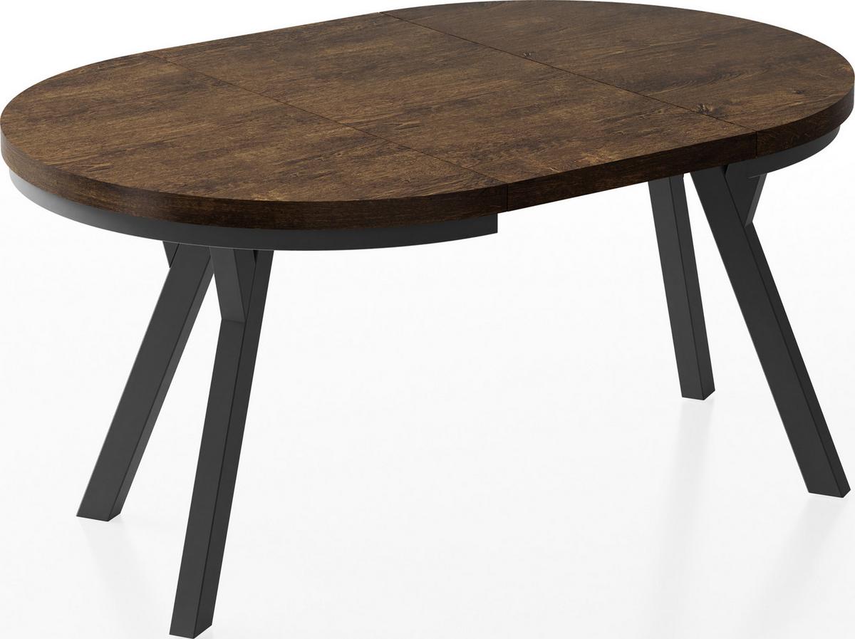 ESSTISCH Lume runder ausziehbarer, Lefkas Eiche 100-150/100/76 cm - Alteiche/Schwarz, Holz/Holzwerkstoff (100/150/76cm) - WFL GROUP