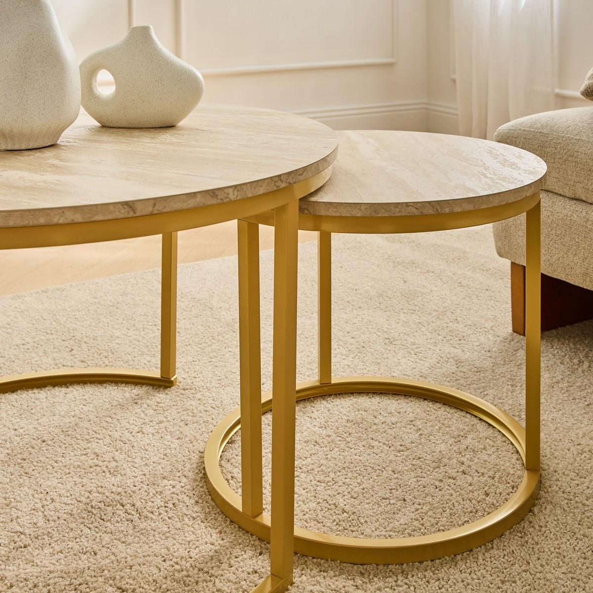 BEISTELLTISCHEN (Set aus 2) 70/70/45,5 cm - Beige, Holzwerkstoff (70/70/45.5cm) - Calicosy
