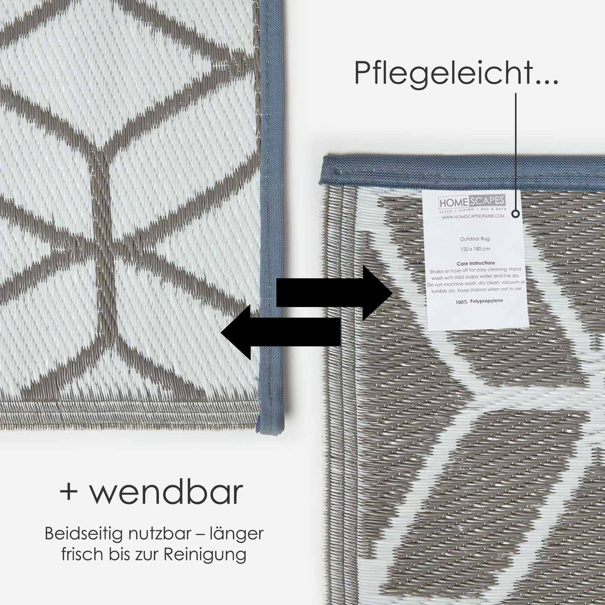 OUTDOORTEPPICH geometrisch gemustert 120/180 cm - Grau, Kunststoff (120/180cm) - Homescapes