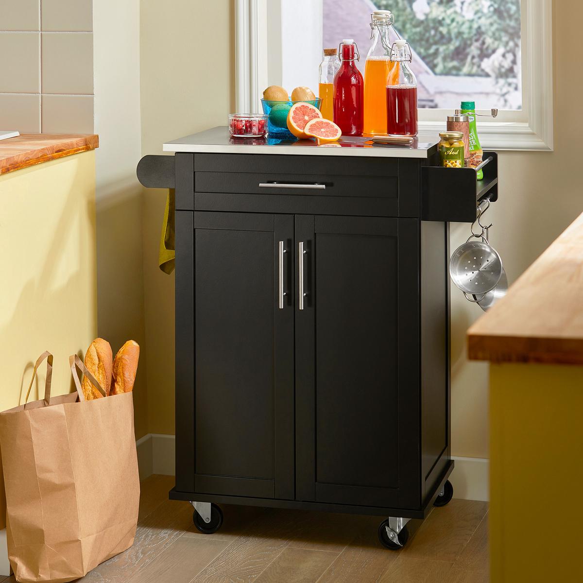 KÜCHENWAGEN Schwarz - Schwarz, Holz/Holzwerkstoff (83/90/46cm) - SoBuy