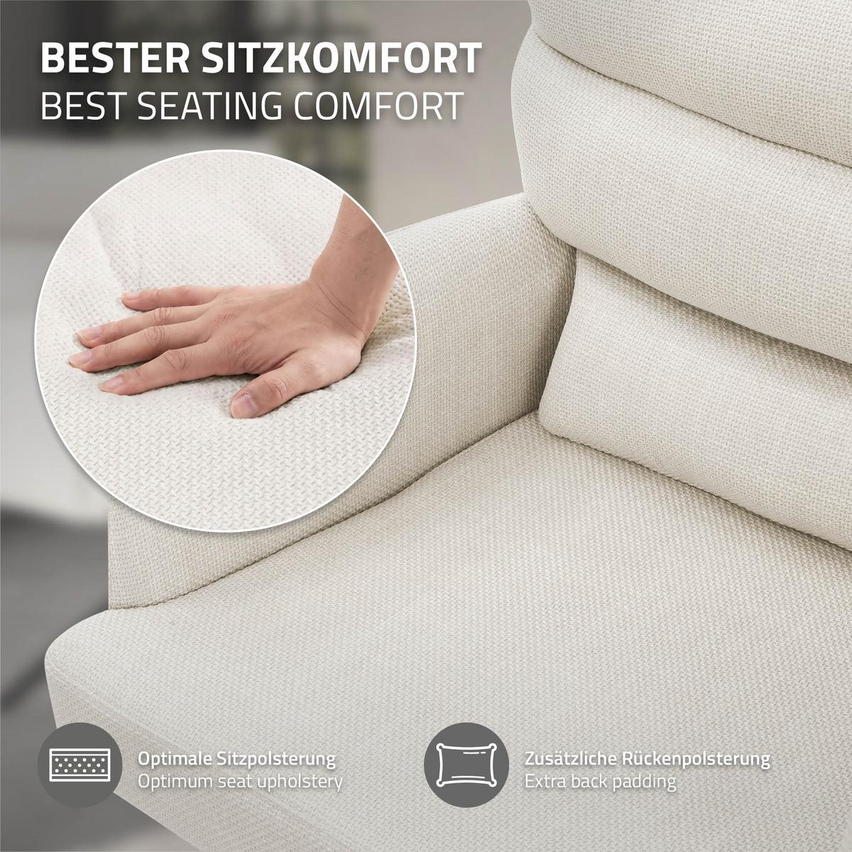 ESSZIMMERSTUHL 4er Set drehbar Beige Stoffbezug - Beige/Schwarz, Textil/Metall (64.5/93/64cm) - ML-DESIGN