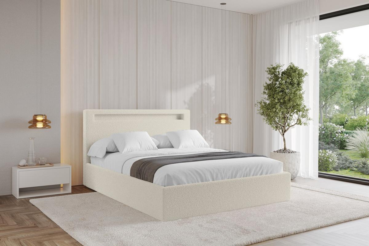 POLSTERBETT mit Bettkasten und Lattenrost, Boxbett ohne Matratze - GOLA 160x200 Beige - Sandfarben, Holzwerkstoff/Textil (160/200cm) - ALTDECOR