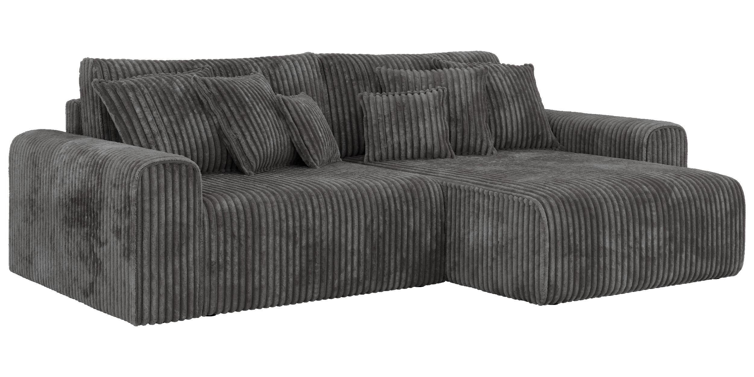 ECKSOFA ELARA L Grau Cord - Schwarz/Grau, Kunststoff/Textil (278/192cm) - MKS