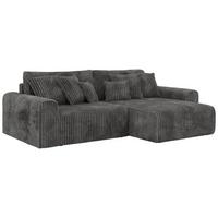 ECKSOFA ELARA L Grau Cord - Schwarz/Grau, Kunststoff/Textil (278/192cm) - MKS