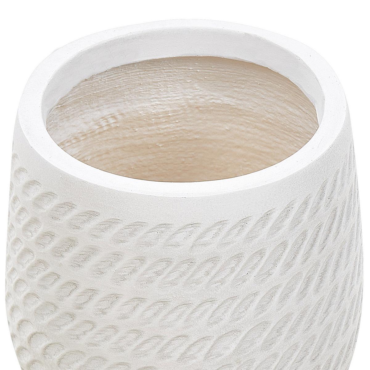 BLUMENTOPF cremeweiß rund 19/19/22 cm Livadia - Weiß, Naturmaterialien (22cm) - Beliani