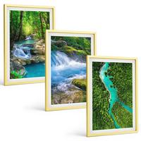 BILDER SET 3er Set - 40x60 cm Goldrahmen - Grüne Wälder, kristallklares Wasser - Goldfarben, Kunststoff (40/60cm) - TULUP