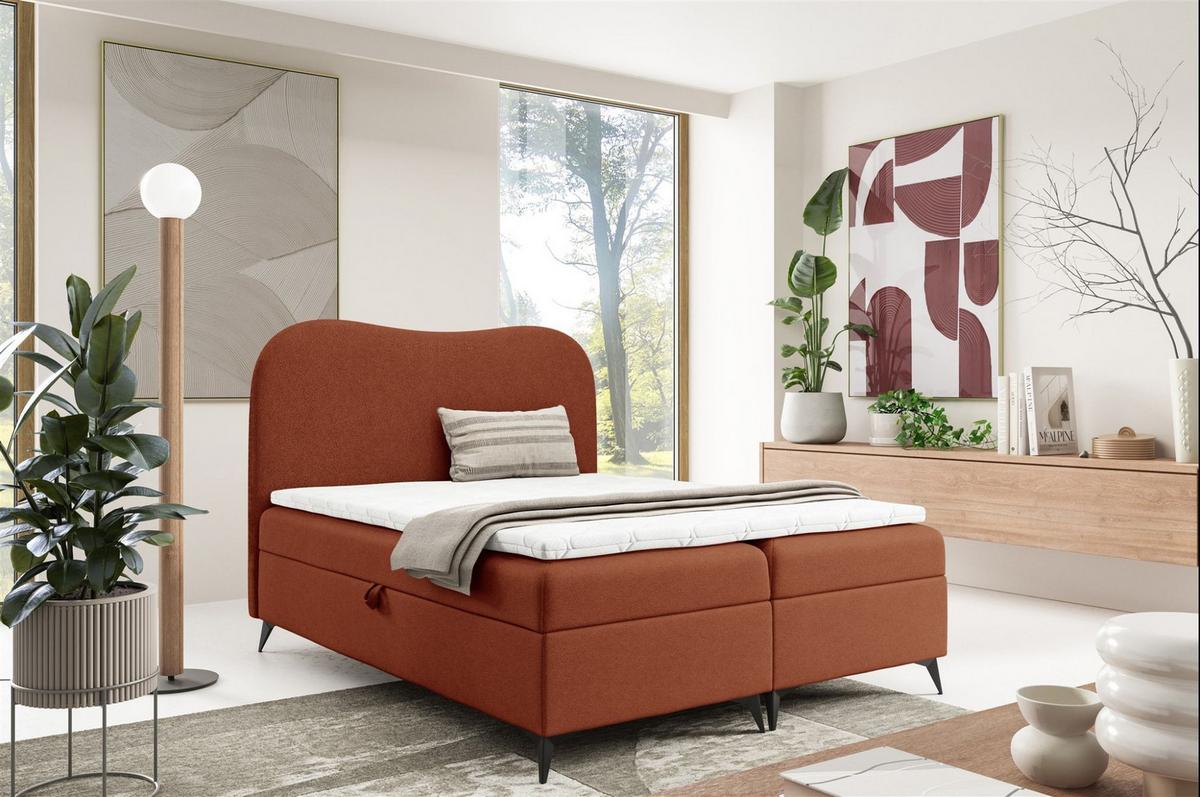 BOXBETT Blair Premium - Rotbraun, Holzwerkstoff/Textil (140/200cm) - Fun Möbel