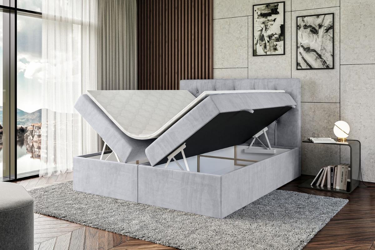 BOXBETT mit Matratze H3 und Lattenrost - MIRAGE - 180x200 Hellgrau - Hellgrau, Holzwerkstoff (180/200cm) - ALTDECOR